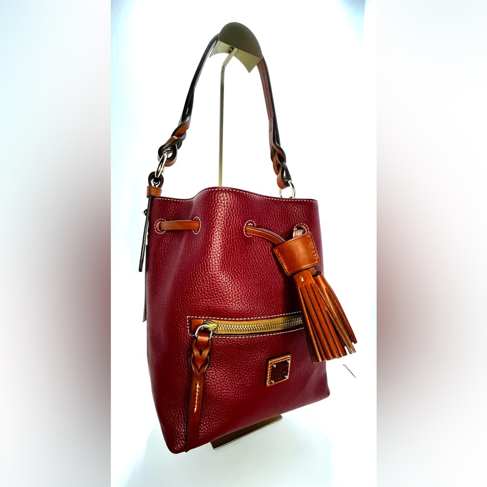 Dooney & Bourke Pebble Grain Tasha Drawstring Bag in Red - Picture 7 of 16